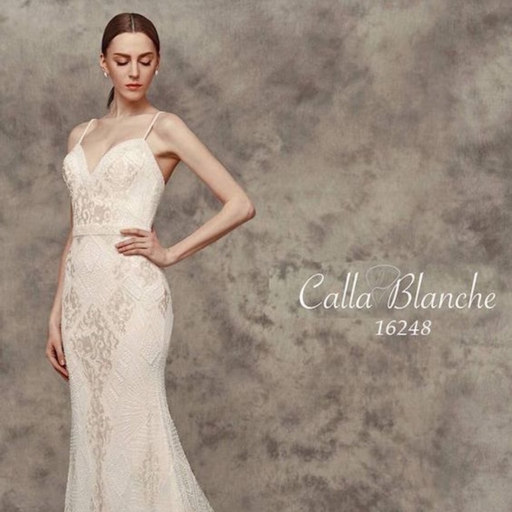 Sweetheart Beaded Calla Blanche Wedding Dress